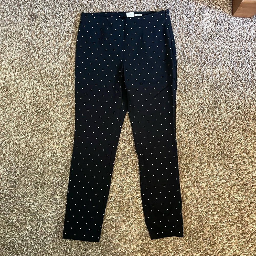 Polka dot womens ankle length dress pants